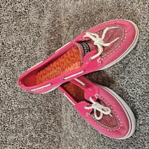 Sparkly Hot Pink Sperry Women's Top=Siders. 6M